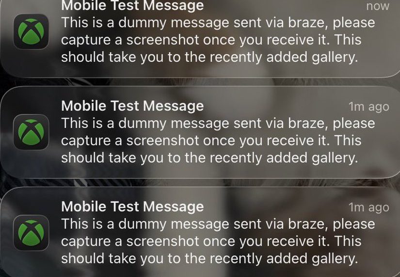 Xbox Braze test message
